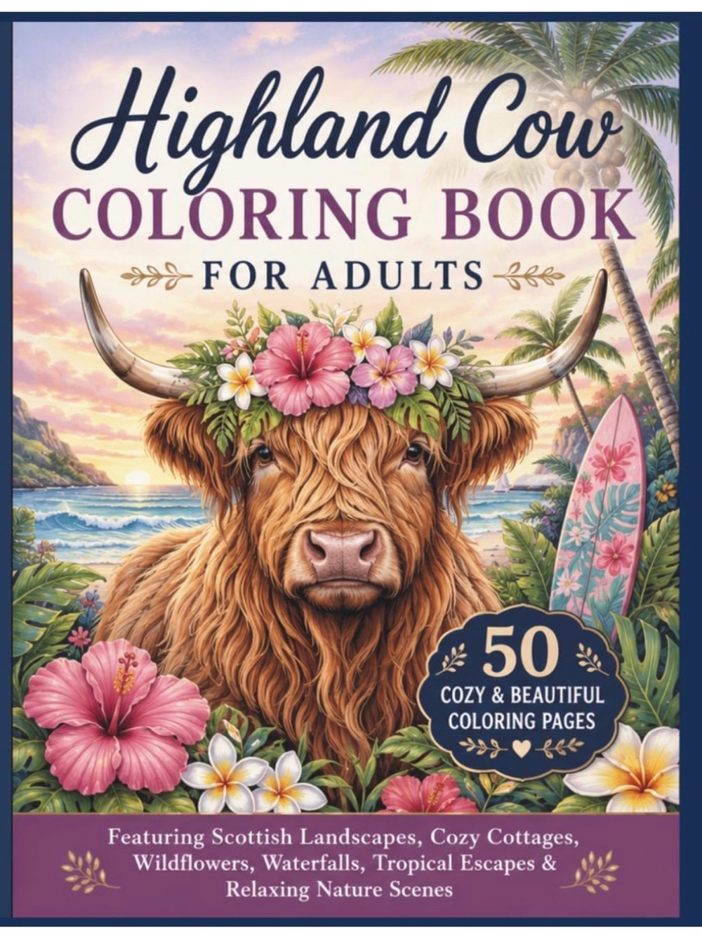 New Highland Cow Coloring Book for Adults - 50 Cozy & Beautiful Pages